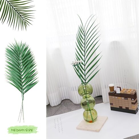 12 PCS Mixed Size Faux Tropical Leaves, Realistic Artificial Green Palm Fern Leaves for Home Decor DIY Arrangement in Saudi Arabia