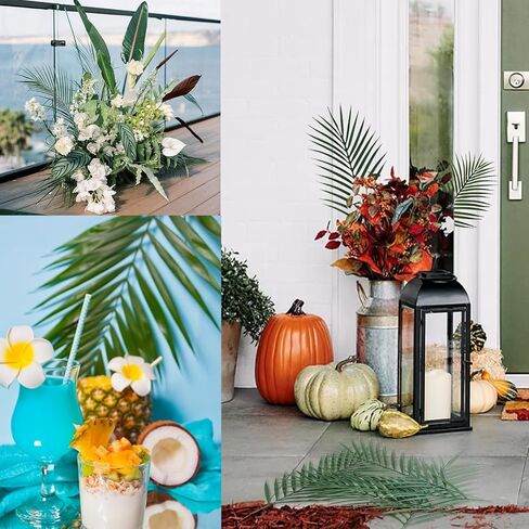 12 PCS Mixed Size Faux Tropical Leaves, Realistic Artificial Green Palm Fern Leaves for Home Decor DIY Arrangement in Saudi Arabia