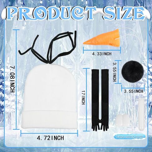 Snowman Costume Accessories Set 5 Pcs Knit Hat Carrot Nose Gloves Teeth And Tail Winter Character Outfit for Holiday Party Halloween Festival Dress Up in Saudi Arabia