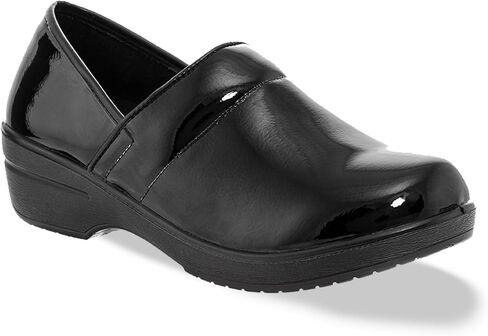 Women's Dannis Black Clogs - Professional Comfort Slip-On Work Shoes, Vegan Leather Nursing & Hospitality Footwear, Lightweight Cushioned Sole, Medium Width in Saudi Arabia