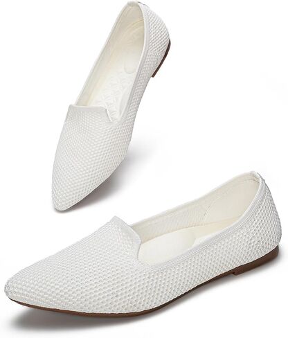 HONHOLD Women's Pointed Toe Flats Breathable Knit Ballet Flats with Arch Support Comfortable Dressy Slip On Shoes for Work Office Lightweight Washable Walking in Saudi Arabia