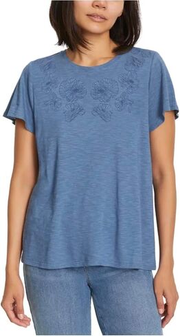 Ella Moss Women's Short Sleeve Embroidered Top in Saudi Arabia