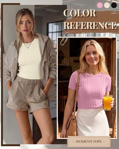 3 Pack Women's Ribbed T-Shirts Cotton Short Sleeve Crewneck Tees Slim Fit Solid Casual Basic Tops 2026 Summer Trendy in Kuwait