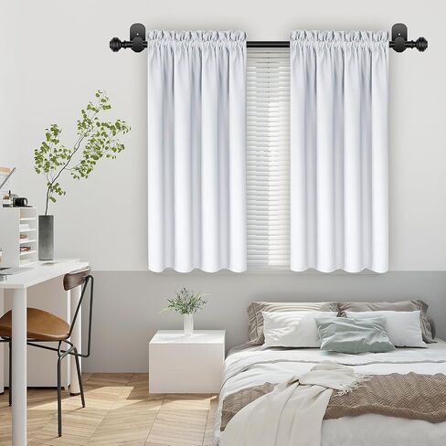 KAMANINA Curtain Rods No Drilling for Windows 32 to 86 Inches, 5/8 Inch No Drill Renter Friendly Curtain Rod with 3M Adhesive Brackets, Black in Saudi Arabia