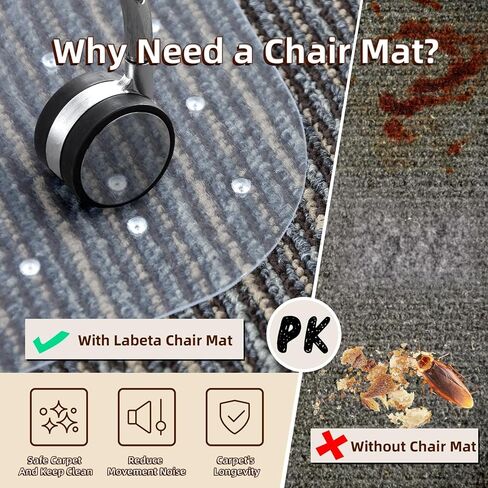 Office Chair Mat Carpet Protector: 36" x 48" Plastic Heavy Duty Computer Desk Mats with Lip for Low Flat and No Pile Carpeted Floor - Clear Rug Pad for Rolling Chairs Work Home Gaming Convex Shape in Saudi Arabia