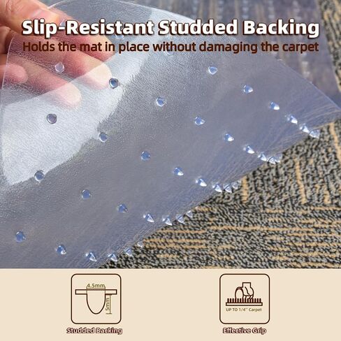 Office Chair Mat Carpet Protector: 36" x 48" Plastic Heavy Duty Computer Desk Mats with Lip for Low Flat and No Pile Carpeted Floor - Clear Rug Pad for Rolling Chairs Work Home Gaming Convex Shape in Saudi Arabia