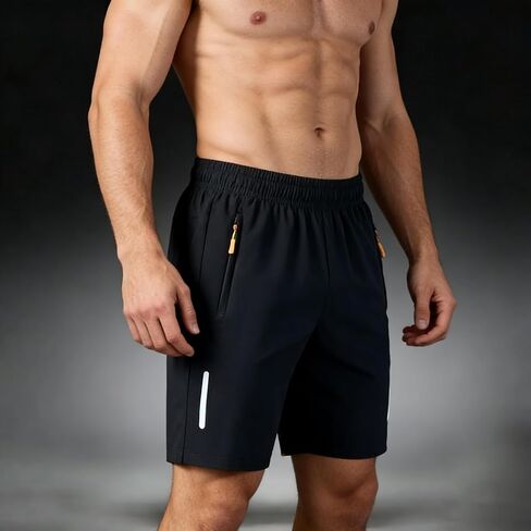 Men's Athletic Shorts Quick Dry Workout Running Shorts Lightweight Gym Basketball Short Pants with Zipper Pockets in Kuwait