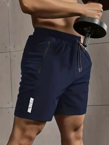 Men's Running Athletic Shorts, Quick-Dry Hiking Shorts Elastic Waist with 2 Zipper Pockets, Outdoor Travel Casual in Kuwait