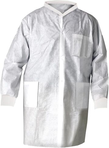 Kimtech A8 Certified Lab Coats with Knit Cuffs and Collar, Protective 3-Layer SMS Fabric, Knit Collar & Cuffs, Unisex in Kuwait