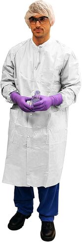 Kimtech A8 Certified Lab Coats with Knit Cuffs and Collar, Protective 3-Layer SMS Fabric, Knit Collar & Cuffs, Unisex in Kuwait