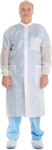 Kimtech A8 Certified Lab Coats with Knit Cuffs and Collar, Protective 3-Layer SMS Fabric, Knit Collar & Cuffs, Unisex in Kuwait