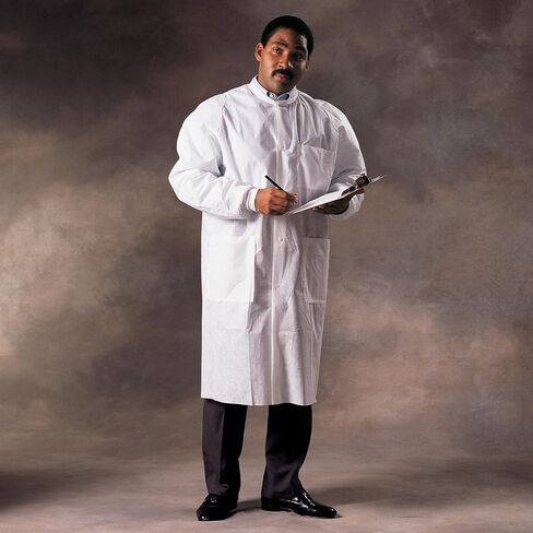 Kimtech A8 Certified Lab Coats with Knit Cuffs and Collar, Protective 3-Layer SMS Fabric, Knit Collar & Cuffs, Unisex in Kuwait