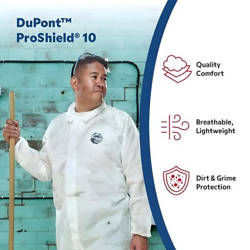 DuPont ProShield 10 PB127S غطاء حماية للاستعمال مرة واحدة مع غطاء رأس مناسب قياسي، أساور مرنة وكاحل، أزرق، 2X-Large (عبوة من 25) in Kuwait