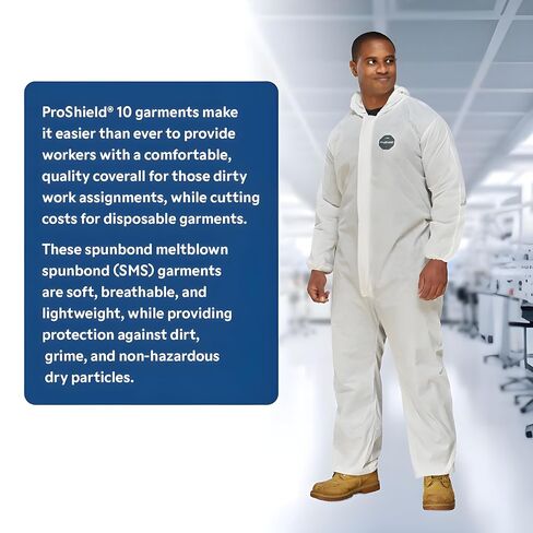 DuPont ProShield 10 PB127S غطاء حماية للاستعمال مرة واحدة مع غطاء رأس مناسب قياسي، أساور مرنة وكاحل، أزرق، 2X-Large (عبوة من 25) in Kuwait