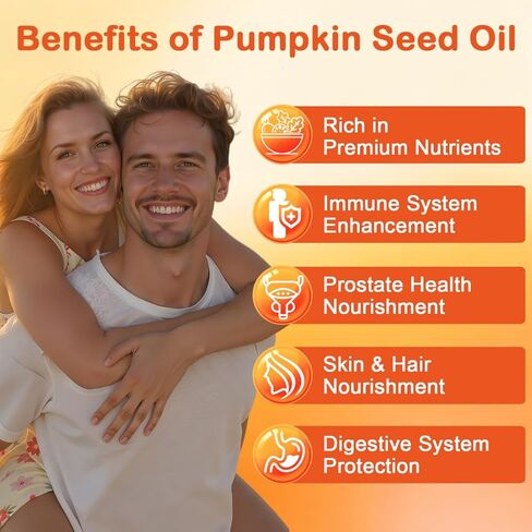 Pumpkin Seed Oil with Saw Palmetto, Pumpkin Seed Oil Capsules | 3000mg Per Serving, Cold-Pressed with Essential Fatty Acids & Phytosterols | Supports Hair, Bladder & Prostate Health | 180 Softgels in Saudi Arabia