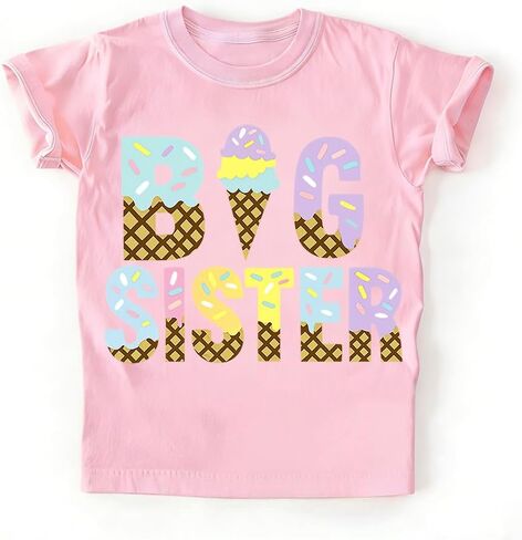 Girls Big Sister Shirt Pregnancy Announcement Tshirts Promoted to Girls Outfit 2-8 Years in Saudi Arabia