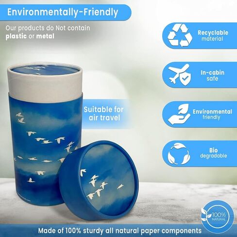 Scattering Tube, Biodegradable Cremation Urn for Ashes, Adults, Pets, Cremation Urn (8'' x 4'' (Medium) 1 Pack), Blue, ST003 in Kuwait