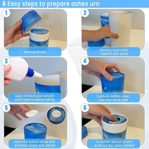 Scattering Tube, Biodegradable Cremation Urn for Ashes, Adults, Pets, Cremation Urn (8'' x 4'' (Medium) 1 Pack), Blue, ST003 in Kuwait