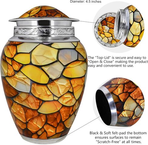 M MEILINXU Urns for Human Ashes Adult Female & Man, Cremation Urn for Ashes for Women & Male, Funeral Memorial Urn with Gemstone Texture Design, Decorative or Burial Urns, Yellow - Large Size in Saudi Arabia
