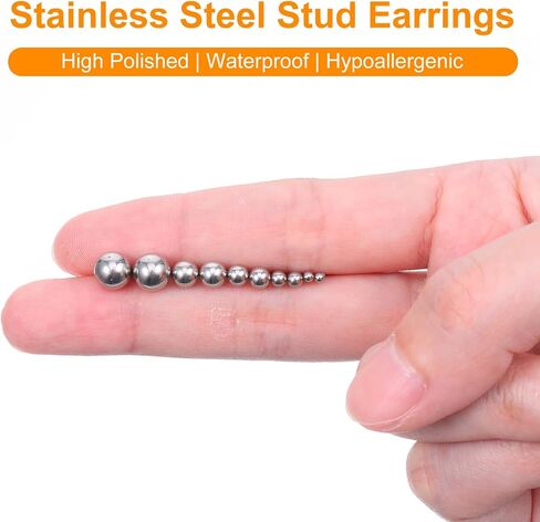 15 Pairs Ball Stud Earrings Set Simple Studs Earring Stainless Steel Round Ball Studs Earring Silver Jewelry 2-6mm Multi-Size Cartilage Earrings for Women Men Piercing Cartilage in Saudi Arabia