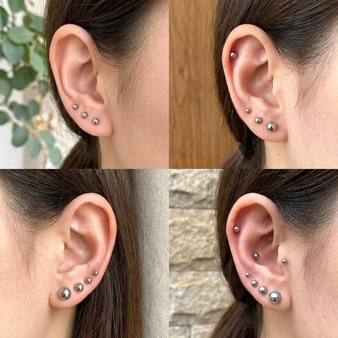 15 Pairs Ball Stud Earrings Set Simple Studs Earring Stainless Steel Round Ball Studs Earring Silver Jewelry 2-6mm Multi-Size Cartilage Earrings for Women Men Piercing Cartilage in Saudi Arabia