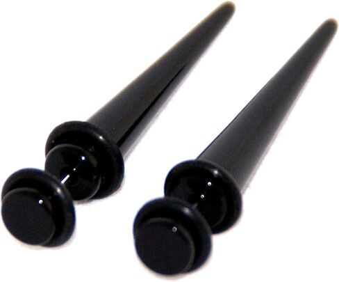 Black Acrylic Fake Cheaters Faux Illusion Tapers Stretchers Expanders 2G Gauge 6mm 1 Pair Medium in Saudi Arabia