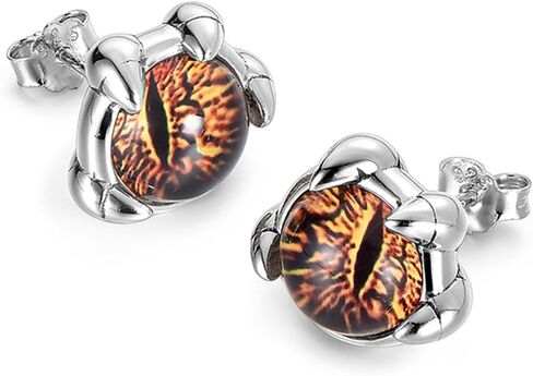 Devil's Eye Stud Earrings for Men - 4 Claw Design Unique Gothic Jewelry, Stainless Steel Cartilage Earrings, Edgy Punk Earrings for Women & Men, Hypoallergenic Trendy Gifts ER94 in Saudi Arabia
