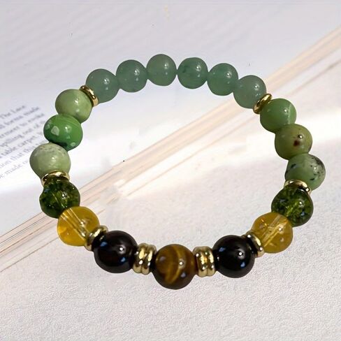 Yellow crystal Dongling Green Tiger's Eye stone obsidian bracelet, natural stone wealth bracelet in Kuwait