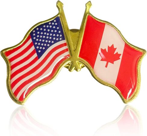 6/12/50/100 Pack Friendship -Canada American Flag Lapel pins Bulk Metal United States US USA CA Candian Lapel Pins Badge Souvenir For Hat Bag Travel Gifts in Kuwait