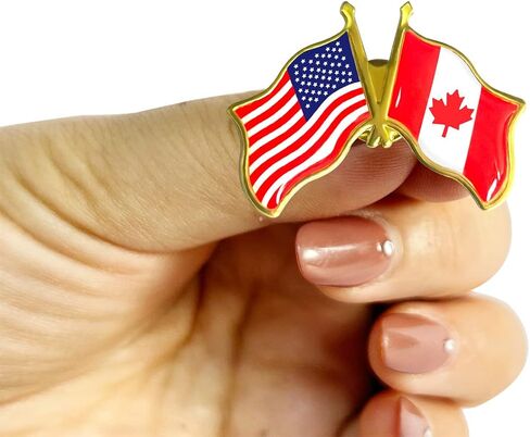 6/12/50/100 Pack Friendship -Canada American Flag Lapel pins Bulk Metal United States US USA CA Candian Lapel Pins Badge Souvenir For Hat Bag Travel Gifts in Kuwait