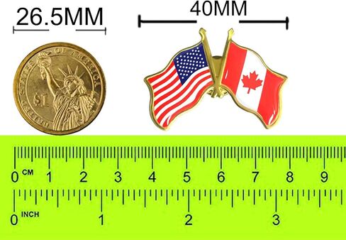 6/12/50/100 Pack Friendship -Canada American Flag Lapel pins Bulk Metal United States US USA CA Candian Lapel Pins Badge Souvenir For Hat Bag Travel Gifts in Kuwait