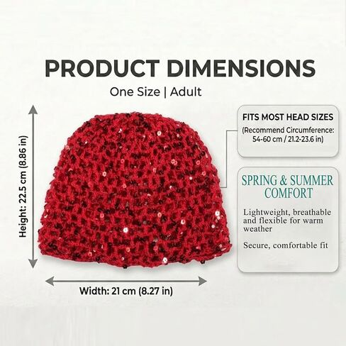 Women's Summer Glitter Sequin Beanie,Boho Hollow Out Crochet Hat for Beach,Lightweight Breathable Headwear for Women in Saudi Arabia