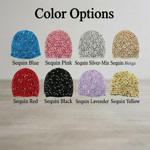 Women's Summer Glitter Sequin Beanie,Boho Hollow Out Crochet Hat for Beach,Lightweight Breathable Headwear for Women in Saudi Arabia