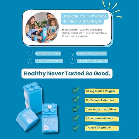 Children's Multivitamin | 30 Day Supply | Chewable, Sugar-Free | 17+ Essential Vitamins & Minerals with 50mg of Fruits & Veggies in Saudi Arabia