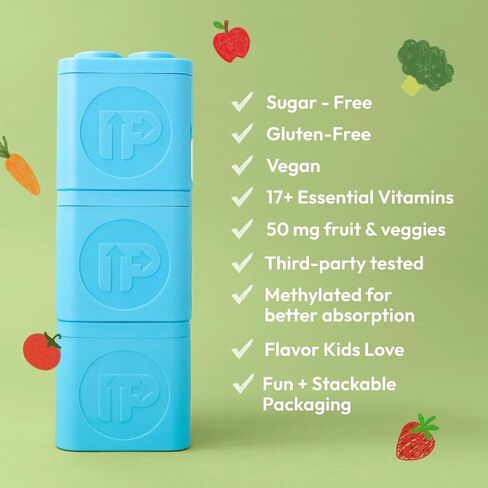 Children's Multivitamin | 30 Day Supply | Chewable, Sugar-Free | 17+ Essential Vitamins & Minerals with 50mg of Fruits & Veggies in Saudi Arabia