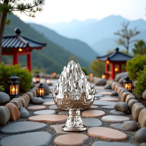 Silver Mini Incense Burner Stove,Zen Boshan Incense Burner Home,Copper Mountain Statue,Vintage Burner Charcoal Stove for Home Decoration Room Tea House and Holders in Kuwait