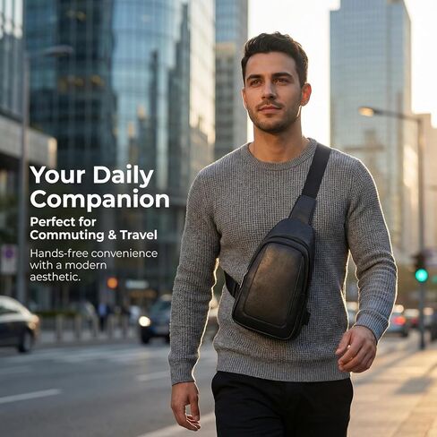 Men's Chest Bag,Sling Crossbody Shoulder Bag,Satchel Pouch Side Crossover Bag,Casual Bag Pack for Travel Daily (Black) in Saudi Arabia