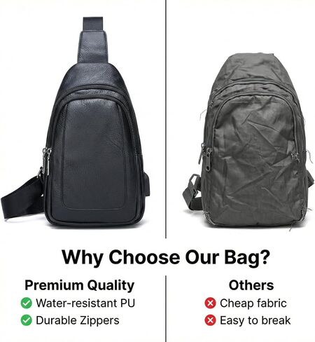Men's Chest Bag,Sling Crossbody Shoulder Bag,Satchel Pouch Side Crossover Bag,Casual Bag Pack for Travel Daily (Black) in Saudi Arabia