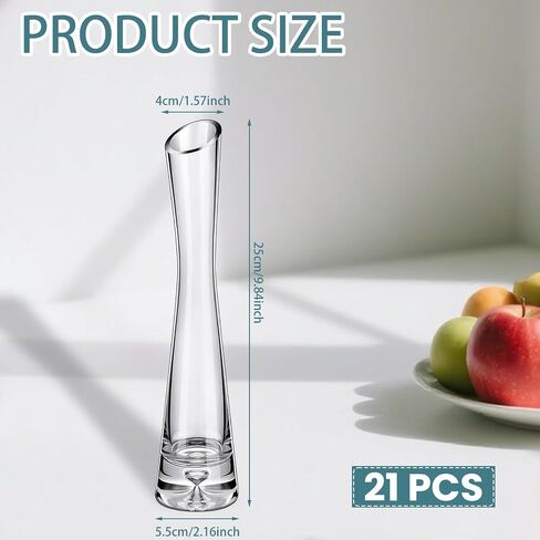 21 Pcs Tall Glass Bud Vases Bulk Single Skinny Rose Vase Party Decor Flower Centerpieces for Wedding Event Home Table Office (9.84" H x 2.36" W) in Saudi Arabia