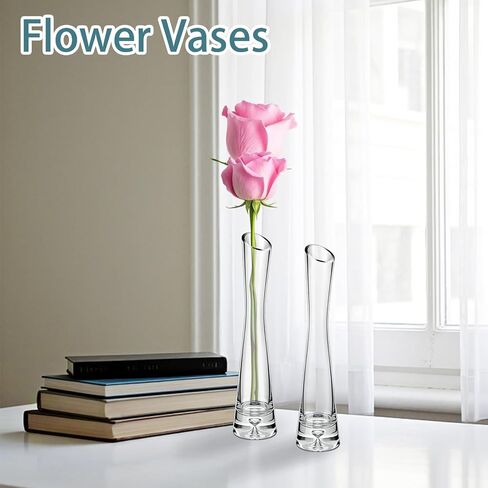 21 Pcs Tall Glass Bud Vases Bulk Single Skinny Rose Vase Party Decor Flower Centerpieces for Wedding Event Home Table Office (9.84" H x 2.36" W) in Saudi Arabia