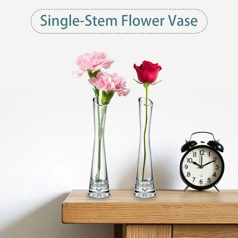 21 Pcs Tall Glass Bud Vases Bulk Single Skinny Rose Vase Party Decor Flower Centerpieces for Wedding Event Home Table Office (9.84" H x 2.36" W) in Saudi Arabia