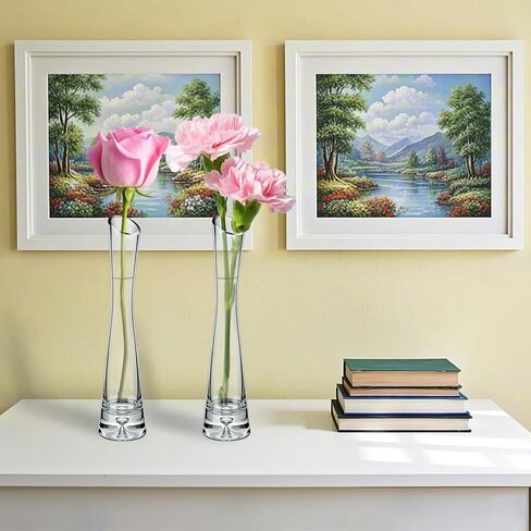 21 Pcs Tall Glass Bud Vases Bulk Single Skinny Rose Vase Party Decor Flower Centerpieces for Wedding Event Home Table Office (9.84" H x 2.36" W) in Saudi Arabia
