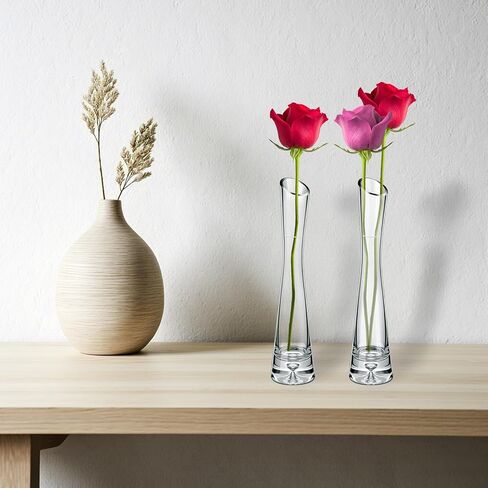 21 Pcs Tall Glass Bud Vases Bulk Single Skinny Rose Vase Party Decor Flower Centerpieces for Wedding Event Home Table Office (9.84" H x 2.36" W) in Saudi Arabia