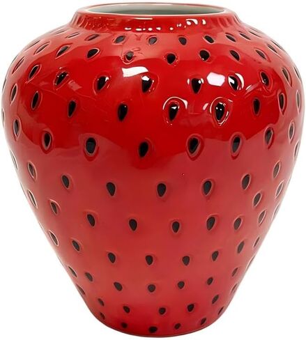 Ceramic Strawberry Vase, Red Decorative Flower Vase for Home Decor, Living Room, Kitchen, Bathroom, Office in Kuwait