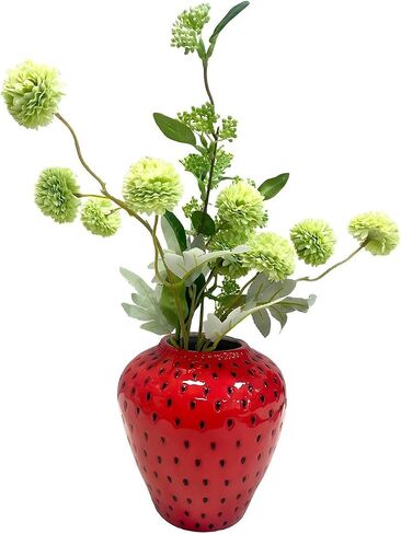Ceramic Strawberry Vase, Red Decorative Flower Vase for Home Decor, Living Room, Kitchen, Bathroom, Office in Kuwait