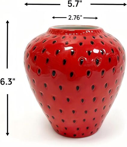 Ceramic Strawberry Vase, Red Decorative Flower Vase for Home Decor, Living Room, Kitchen, Bathroom, Office in Kuwait