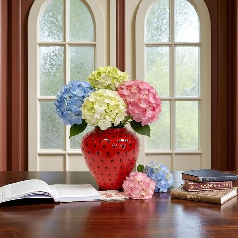 Ceramic Strawberry Vase, Red Decorative Flower Vase for Home Decor, Living Room, Kitchen, Bathroom, Office in Kuwait