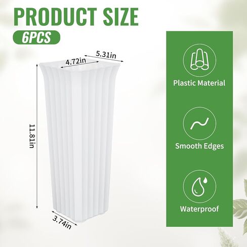 Flower Buckets for Cut Flowers, Stripes Floral Buckets Modern Square Vases for Centerpieces Display, Elegant Decorative Plastic Vases for Home Office Centerpiece Wedding Decoration (White 12inch) in Saudi Arabia