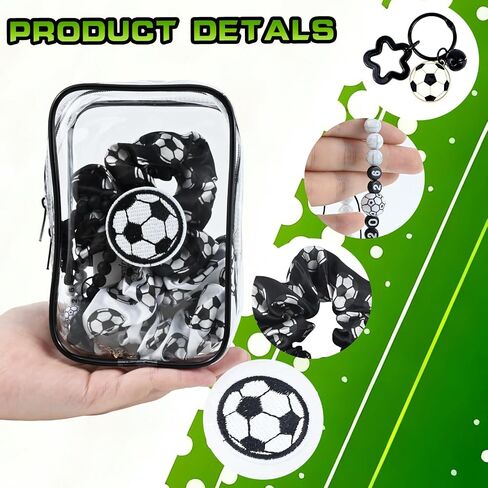 9 Pcs Soccer Gifts for Girls Women Soccer Jewelry Set for Fans Including Necklace Earrings Bracelets Hair Scrunchies Keychain Clear Pouch for Game Day Soccer Party Sports Bar in Saudi Arabia