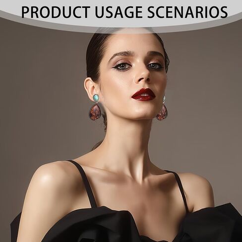 4PCS Bohemian Western Jewelry for Women Set,Western Necklaces for Women,Turquoise Vintage country earrings and Cuff Bangle Bracelet,on Special Occasions or Daily Wear in Saudi Arabia